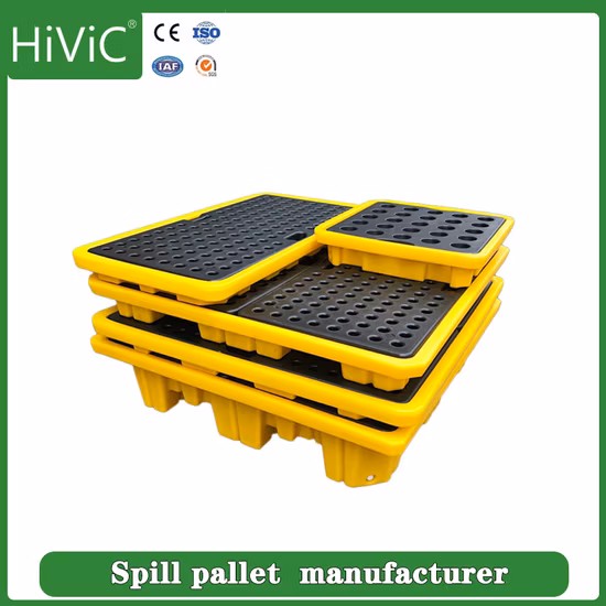 Palete de plástico destacável antiderramamento químico resistente a óleo de 4 tambores com preço de fábrica para venda